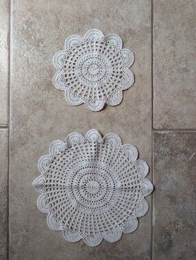 Two Off-white Lace Doilies (One Small And One Medium)